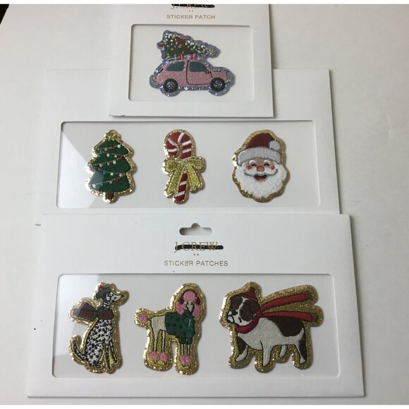 J.CREW Christmas Sticker Patches Set of 3 Traditional, Winter Dogs, Truck & Tree - Picture 1 of 4